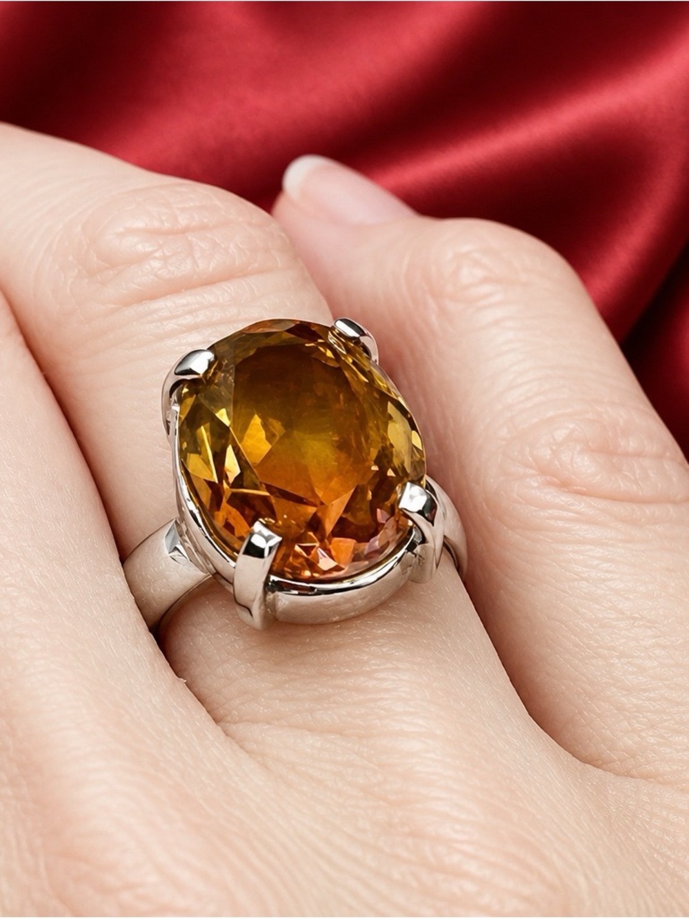 Genuine 10.5ctw Golden Watermelon Quartz set in rhodium over S925. Brand new!